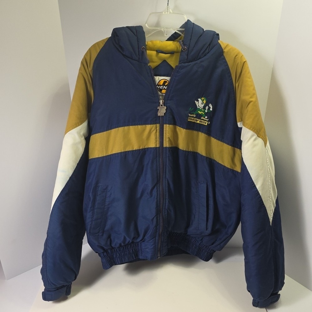 Vintage Notre Dame Puffer Jacket By Phenom Turbo Sportswear Size Large 90's